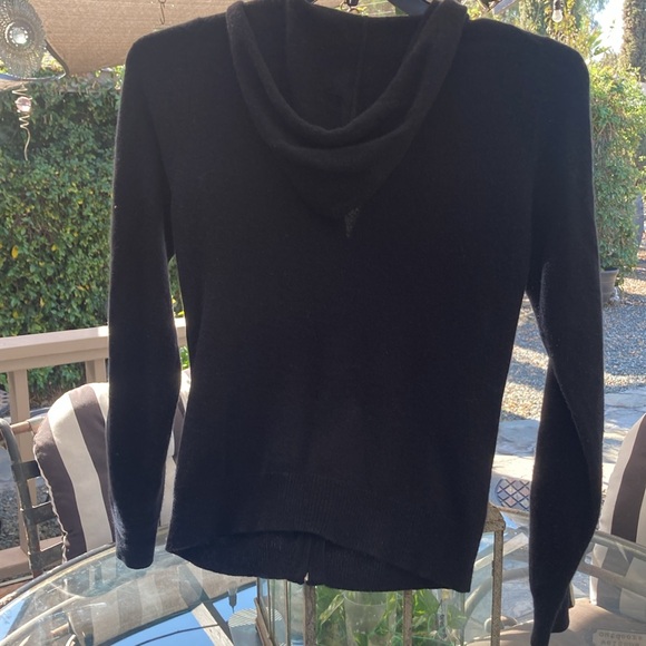 Juicy Couture Black Cashmere Sporty Hooded Zip Sweater - Picture 2 of 9